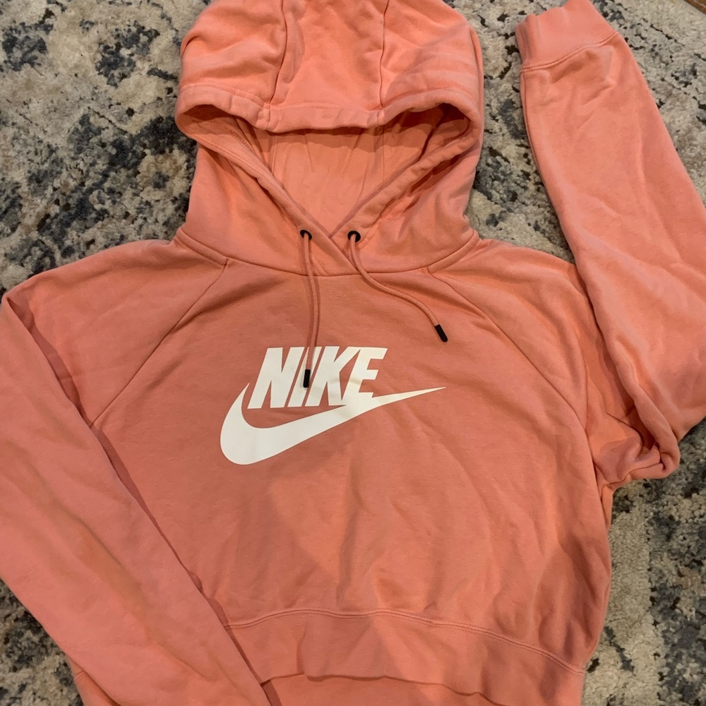 Coral pink nike cropped hoodie